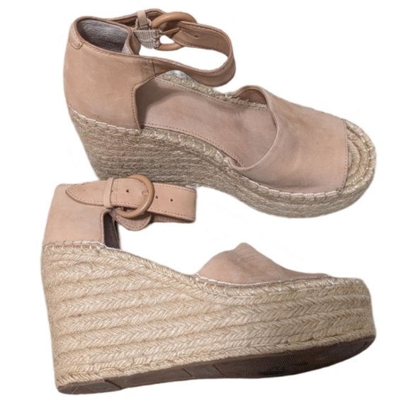 Marc Fisher Alida Pink Leather Platform Espadrille Wedge Sandal 7.5M - Picture 8 of 11